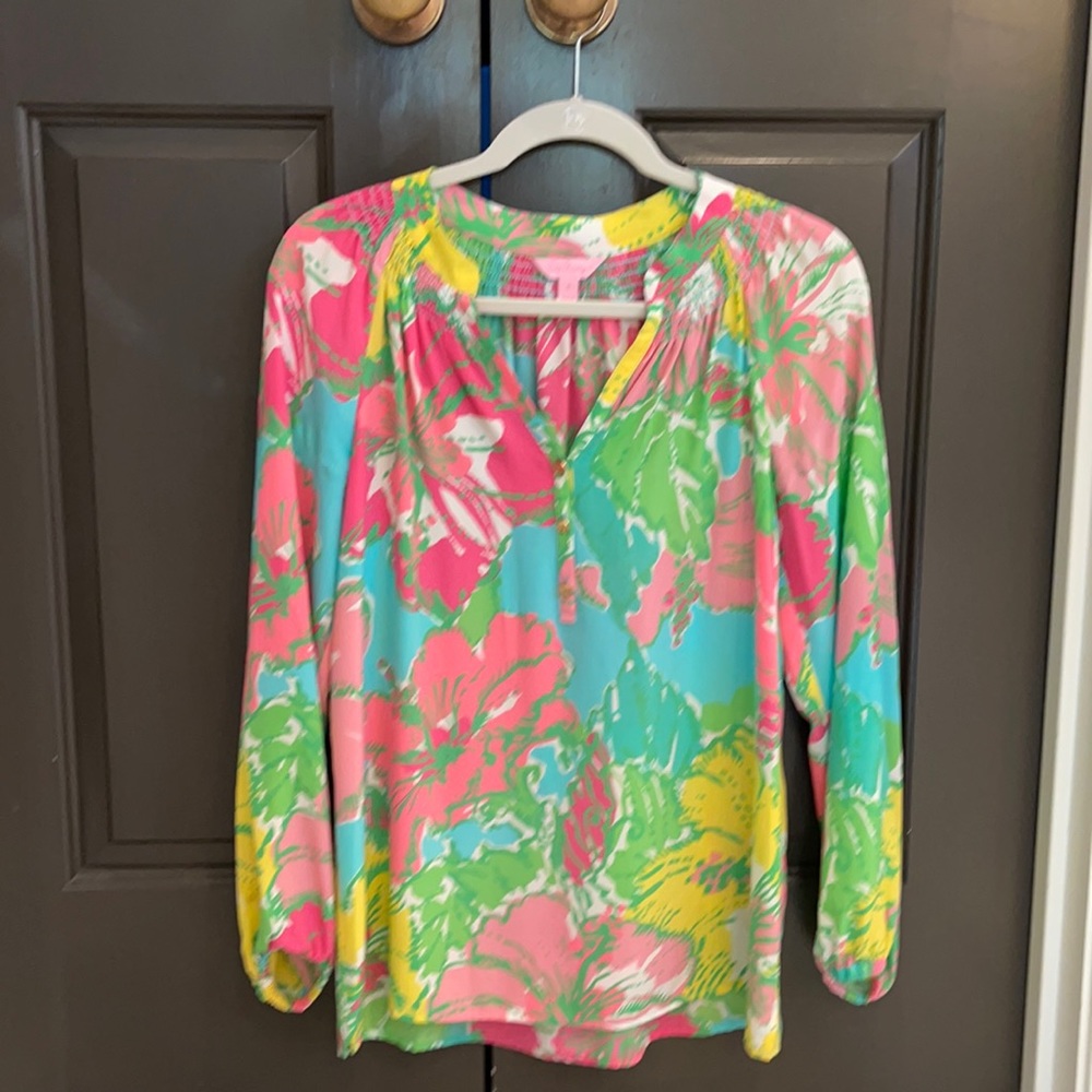 Lilly Pulitzer Elsa Silk Blouse Size Small